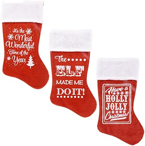 חבילה 3: גרביים נוצצים בבית חג המולד עם רגשות מודפסים, 18 אינץ '.
