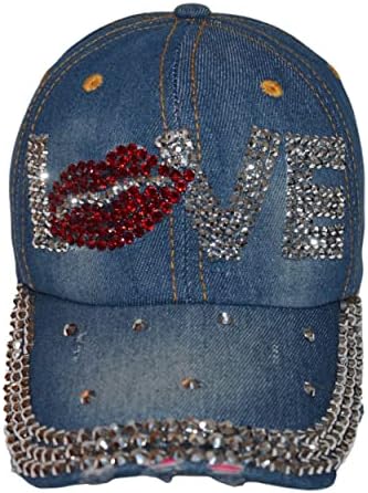 כובע בלינג פופ -פיזי לנשים ונערות, כובע בייסבול ריינסטון מהנה, כובע ג'ינס במצוקה, מתנות לנשים לנשים