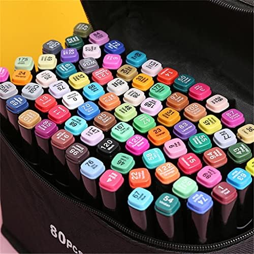 Floyinm 60/80 צבעים סמנים מבוססי עט עט כפולים לרישום מנגה ציור ציוד באמנות בית ספר