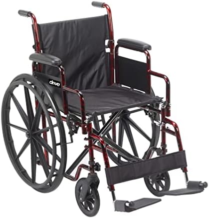 כונן רפואי 18 דדה-ס. פ. רבל כיסא גלגלים קל משקל עם משענת רגליים מתנדנדת, אדום