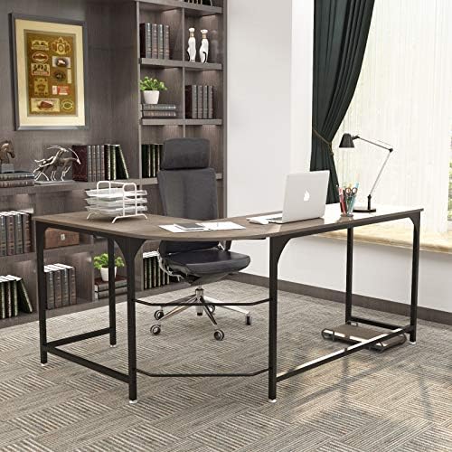 שולחן מחשב גיימינג בצורת הפיכה, 66 אינץ ' שולחן פינת משרד ביתי גדול שולחן כתיבה שולחן עבודה מחשב תחנת עבודה שולחן עץ