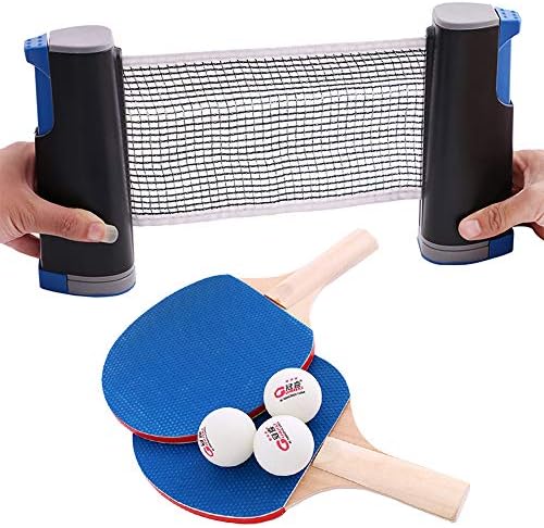 סט טניס שולחן עם 1 x נטו / 2 מחבטים / 3 x כדורים, פינג פונג ספורט מאמן ציוד סט פשוט נייד