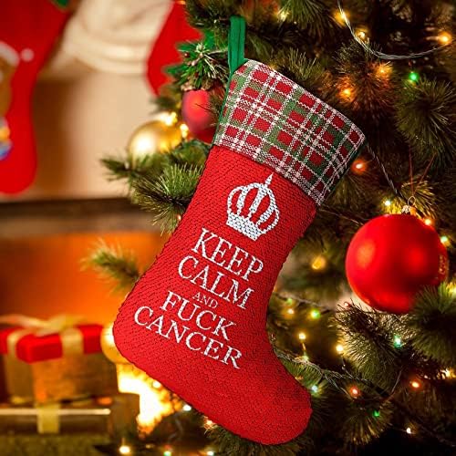 שמור על רגוע וזיין סרטן נצנץ לחג חג המולד גרביים צבע הפיכים משתנים מלאי קסום לחג המולד עץ אח תלייה גרביים