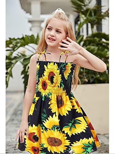 פעוט ילדה קיץ שמלת רצועת חמניות שמלות ללא משענת דינו פרפר תות שמלה קיצית גיל 2-7 שנים