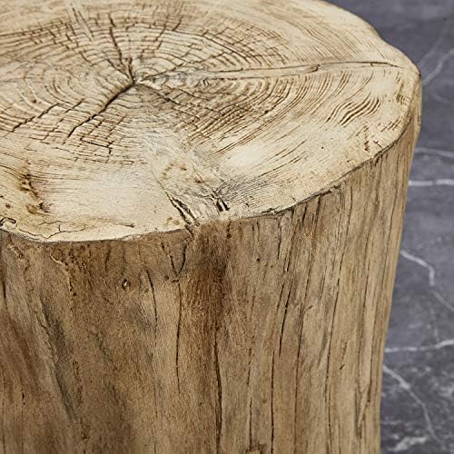 כדור ויצוק דמוי עץ עץ עץ גדם שרפרף MGO מבטא שולחן קצה שולחן בטון שרפרף גן, 16.94''H, טבעי