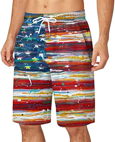 קיץ מכנסיים קצרים לגברים גברים של קיץ עצמאות יום בתוספת גודל מכנסיים כיס שרוך רופף מזדמן ספורט בינוני