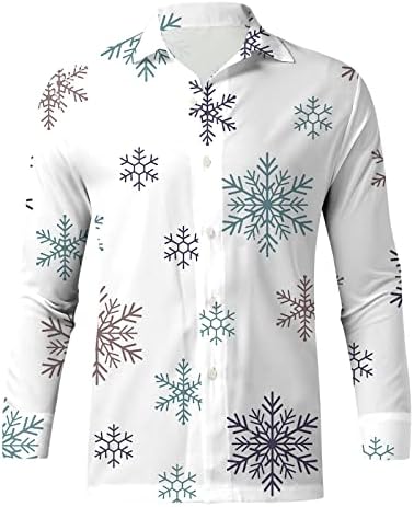 חולצות גברים לחג המולד של Wocachi, כפתור למטה חג המולד הדפס גרפי צווארון 3D הדפס דיגיטלי הדפסה דיגיטלית שרוול ארוך