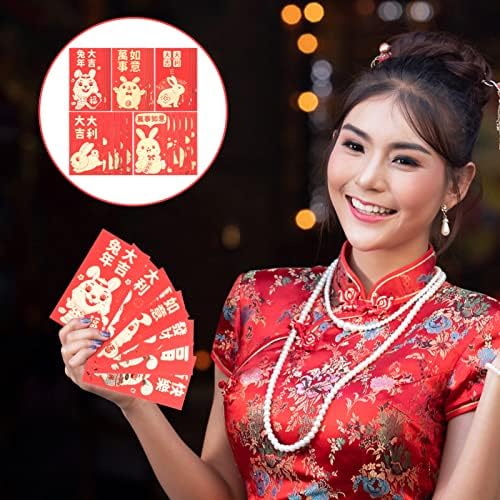 יארדווה 2023 סיני אדום מעטפות: 60 יחידות חדש שנה אדום מנות שנה של ארנב ירח חדש שנה הונג באו ארנב שנה אדום כיסים אביב פסטיבל מזל כסף מעורב סגנון