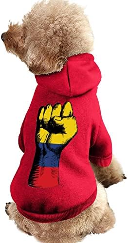 דגל קולומביאני רוח חתיכה אחת כלב תחפושת חליפת חיות מחמד בגדים עם אביזרי כובע לחיות מחמד לגור וחתול XS