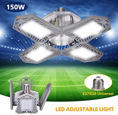 אורות תקרה של מוסך LED של Urbery 150W, אור חנות LED מואר במיוחד עם 5 לוחות מתכווננים, LED אורות תקרה מוסך לעיוות למוסך, סדנה