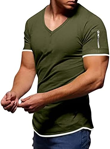 חולצות טריקו של HDDK עבור Mens v Neck Summer שרוול קצר צמרות ספורט אימון אתלטי אימון אתלטי אופנה