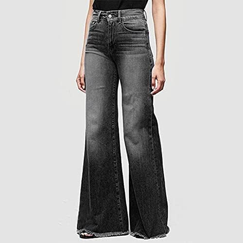 ג 'ינס קרוע ישר רגל ג' ינס לנשים מזדמן רופף אמצע מותן למתוח למשוך על ג ' ינס 2023 טרנדי רחב רגל מכנסיים