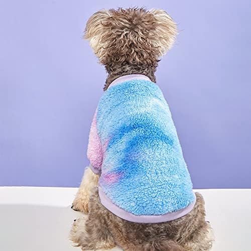 סוודר חורף של גור חורפי מעבה בגדי כלבים מחמד קטיפה לבגדי כלבים קטנים, כחול שיפוע, X-Garge