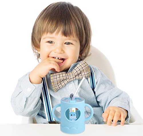 קיסאנג ' ל סיליקון קשיות 1 מחשב מיכל עמיד בפני דליפות כוסות תינוק כוס לומד נייד אנטי קריקטורה ילדים מדידת סתיו בקבוקי פעוט ידית יילוד ילדי מים זרבובית קש קש כוס