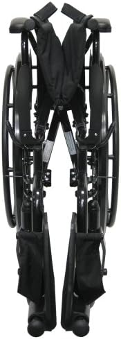קרמן בריאות 802נ-די-אי אלומיניום קל משקל כיסא גלגלים עם הפוך חזרה משענות עם הרמת משענות רגליים, שחור, 16 מושב רוחב