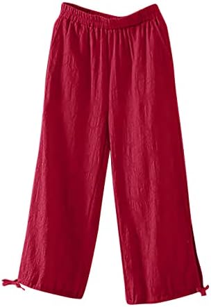 גבירותיי כותנה פשתן מכנסיים לנשים 2023 בוהו פאלאצו מכנסיים בתוספת גודל גבוהה מותן רחב רגל רופף טרקלין מכנסיים שינה תחתון