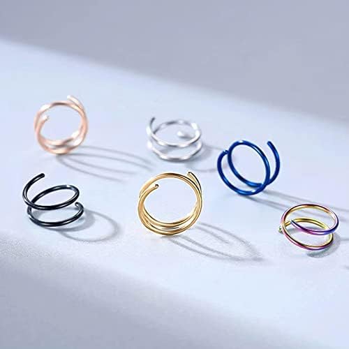 טבעת אף כפולה של Lariau לפירסינג יחיד 20 גרם נירוסטה כירורגית ספירלית טבעת טבעת טבעת 6 ממ 8 ממ 10 ממ תכשיטים פירסינגיים פנים לנשים גברים