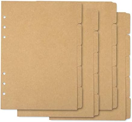 הונביי 4 סטים של 5 6-חורים קראפט נייר מדד דף כרטיסייה כרטיסי עבור 5 6 טבעת קלסרים