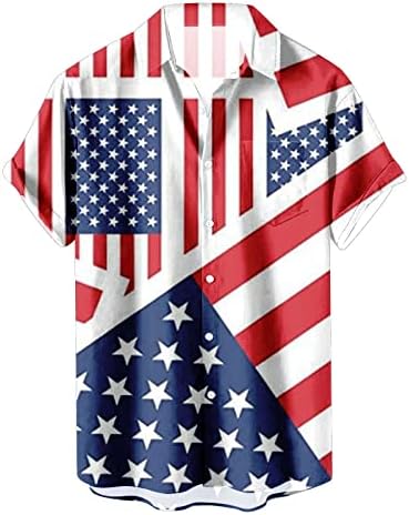 מיאשוי קיץ הלבשה גברים של אמריקאי דגל פטריוטית חולצות לגברים 4 של יולי גברים של קצר שרוול כפתור למטה חולצות ארוך