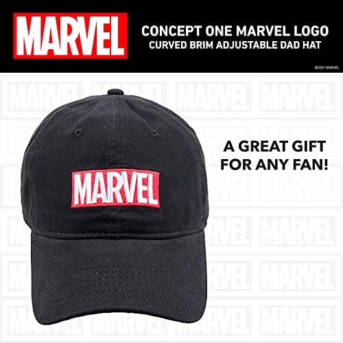 קונספט אחד מארוול לוגו כותנה מתכוונן אבא כובע, שחור, אחד גודל