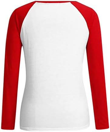 נשים אדום יין זכוכית חולצות צבע בלוק הסווטשרט סוודר חולצות ארוך שרוול חג המולד סוודר מזדמן טוניקת חולצות