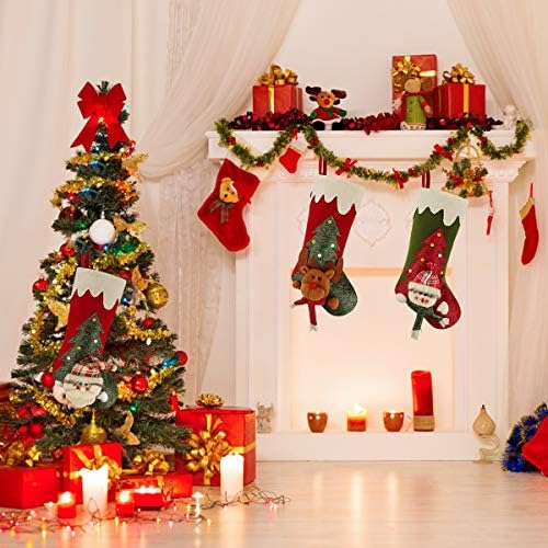 גרב חג המולד של AITEY, סט גרביים גדולים 18 סט של 3 דמות חג המולד סנטה, איש שלג, איילים 3D פלאש קטישים לחג המולד ואביזר מסיבות לילדים