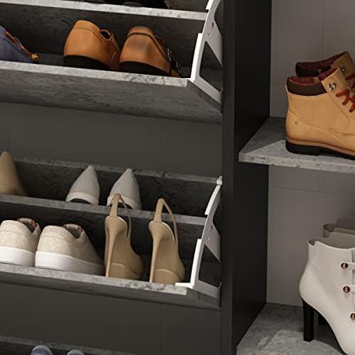 ארון נעליים של FUFU ו- GAGA עם 3 מגירות היפוך ודלת אחת לכניסה, ארון אחסון נעליים מודרני, מארגן אחסון מדפי נעליים חופשי