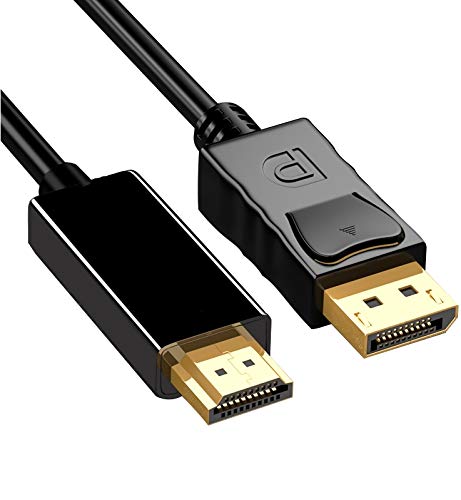 4K DisplayPort לכבל HDMI, זכר DP מצופה זהב של ייאני לכבל הווידיאו האודיו הזכר של HDMI עבור Lenovo, HP, Dell, GPU, AMD, ASUS, 6 רגל, שחור