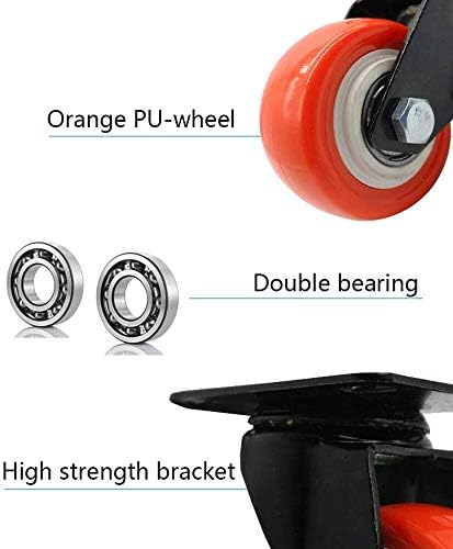 Z צור עיצוב גלגלים תפוזים פו גלגלים מסתובבים עם סט החלפת גלגלים של ריהוט בלמים, כבד 15 קג, מיסבים כפולים מסתובבים גלגלים