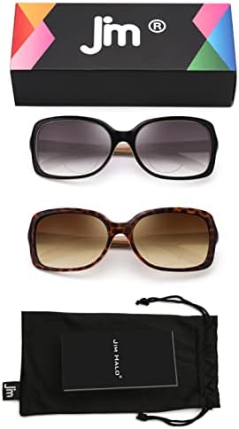 2 חבילה קלאסי דו מוקדי קריאת משקפיים כיכר אופנתי שיפוע משקפי שמש קוראים לנשים + 2.0