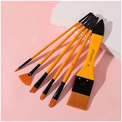 Yebdd 6 יחידות/סט ניילון עץ מעורב מחזיק עט עט שמן מברשת צבע מברשת אקריליק שמן שמן חומר אמנות מברשת