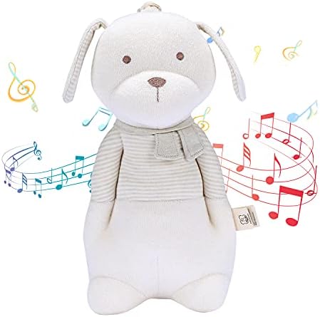 צעצועים לתינוקות אורגניים של קוטונבה, צעצוע של בעלי חיים ממולאים עם מוזיקת ​​שיר ערש לתינוקות תינוקות 0 3 6 12 עד 36 חודשים ילד וילדה, מתנה אידיאלית ליילוד