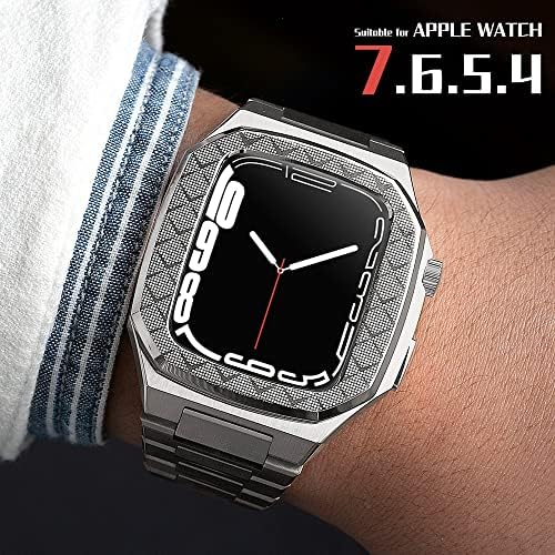 ערכת שינוי CNHKAU לוחית מתכתית עבור Apple Watch 8 7 6 5 4 42 ממ 44 ממ 45 ממ מסגרת שעון מסגרת מתכת החלפת רצועת IWatch 41 ממ