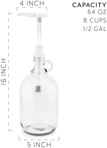 קרן שפע חצי ליטר זכוכית משאבת מתקן בקבוק, 64-אונקיה כד עם משאבת עבור רטבים, סירופים, סבונים ועוד