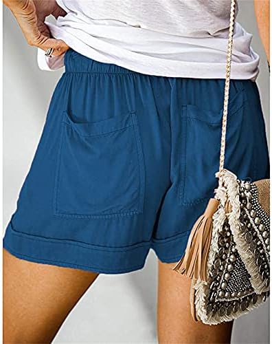 מכנסיים קצרים של קיץ לנשים לנשים נוחות מזדמנים מותניים אלסטיים מכנסיים קצרים משקל קל משקל חוף מוצק מכנסיים קצרים