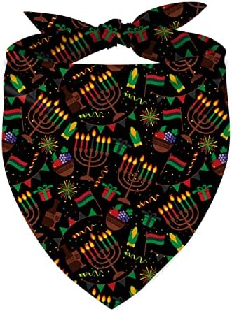 נרות כלבים של Kwanzaa Happy Bandana Kinara פסטיבל מורשת אפריקאית עיצוב תלבושת צעיף צווארון גורים לחיות מחמד