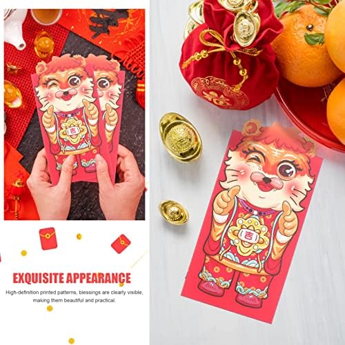 צעצוע סיני מתנות 6 יחידות סיני אדום מעטפות 2022 שנה של מזל כסף מעטפות אדום קריקטורה הונגבאו לשנה חדשה אביב פסטיבל סיני אדום מעטפה