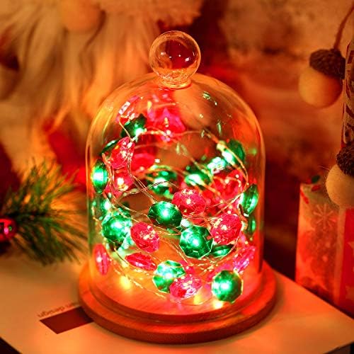אורות מיתרי יהלום קריסטל חג המולד, 10ft 40 אורות LED אטומים למים סוללה המופעלת עם 8 מצבים, אורות קישוט לחג המולד קרנבל סנט פטריק מסיבות הבית של קישוט הבית