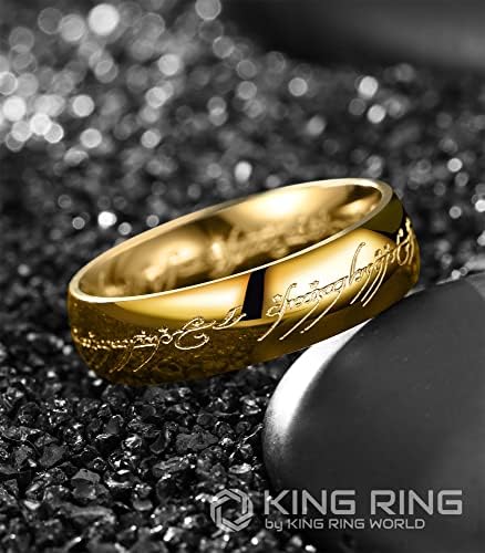 טבעת המלך 6 ממ שר הטבעות טבעת טיטניום חרוטה-הטבעת האחת שתשלוט בכולן לגברים ולנשים-טבעת לוטר-טבעת הכוח-טקסט שקוף