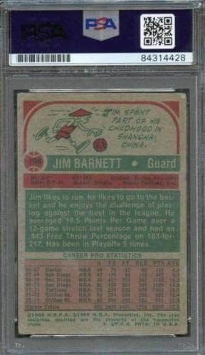 1973-74 Topps 108 Jim Barnett חתום כרטיס Auto PSA Slabbed - כדורסל כרטיסי טירון טלטלו