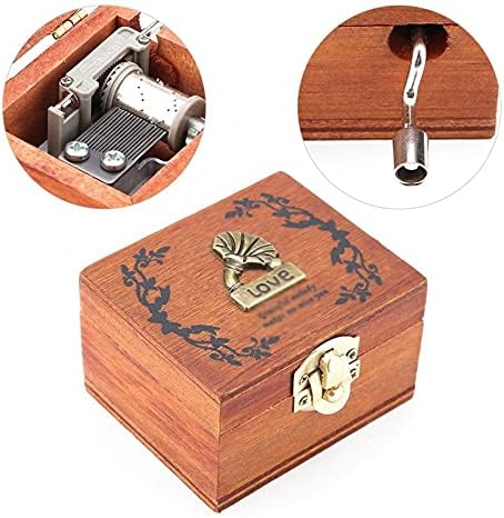 N/A מיני קופסת מוזיקת ​​יד מעץ מטאל רטרו רטרו מיצוג מדגם מכני מתנה ליום הולדת קישוטי בית