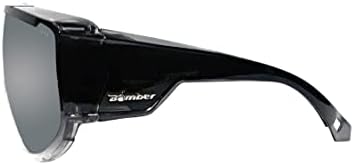 משקפי בטיחות מפציצים עדשה יחידה גדולה מדי עבור משקפיים כמו התאמה, מסגרת שחורה מט, עדשת בטיחות קריסטל מראה קריסטל עם רירית קצף ללא החלקה, הגנה על UV - MG104