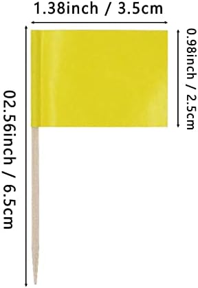 יפינג 100 יחידות של טהור צהוב ריק קיסם דגלי הקאפקייקס קישוט, פירות גבינת מיני צבע דגלי עוגת תג קוקטייל קישוט צהוב קיסם דגל