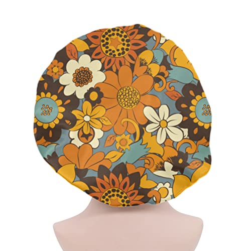 פרחים מופשטים של Belidome כובע שינה לשיער טבעי מתולתל, בגדי ראש נושמים נושמים לנשים בנות