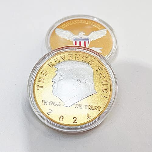 Bestkai 2 PCS דונלד טראמפ 2024 קמפיין נשיאות אוסף זיכרון אוסף מטבע מטבעות נשר מתנה, זהב+כסף, 1.57*1.57in
