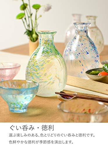 東洋 佐々 木 ガラス TOYO SASAKI GLASS WA172 SAKE CUP, TOKURI, מיוצר ביפן, ירוק ורוד, בערך. 8.5 פלורידה, חבילה של 48