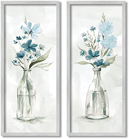 תעשיות סטופל אלגנטיות אינדיגו צנצנות פרחים לילך בצבעי מים רכים, עיצוב מאת קרול רובינסון