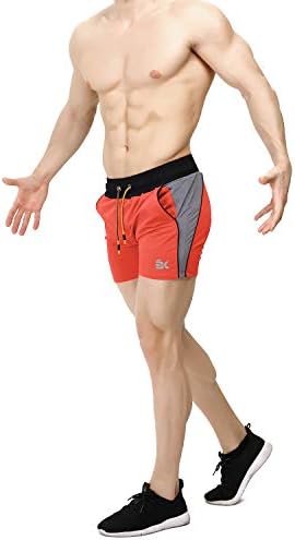 ברוקיג גברים של 5 כושר פיתוח גוף מכנסיים ריצה אימון קל משקל מכנסיים קצרים חגורת גומי עם כיסים