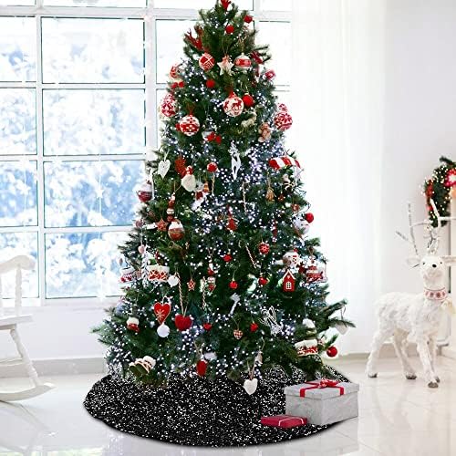 Ximishop 48 אינץ 'חצאית עץ נצנצים, מחצלת חצאית עץ שחורה של נצנצים לחג המולד לחג המולד קישוטים לעץ חג לחג המולד