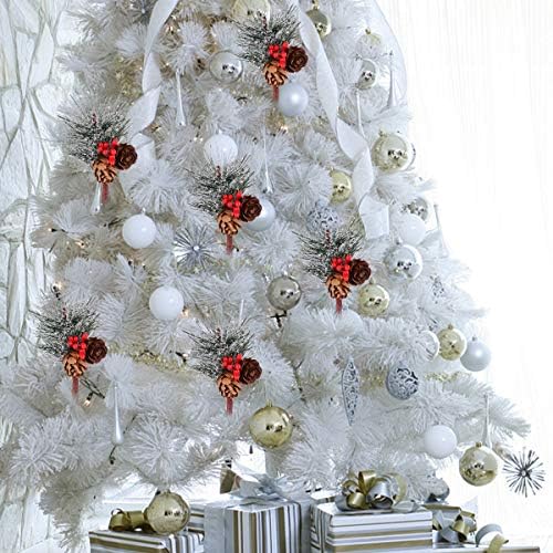 תליון עץ חג המולד DIY שלג הולי אדום ברי אדום פינקונה עיצוב חג המולד 6 יחידות